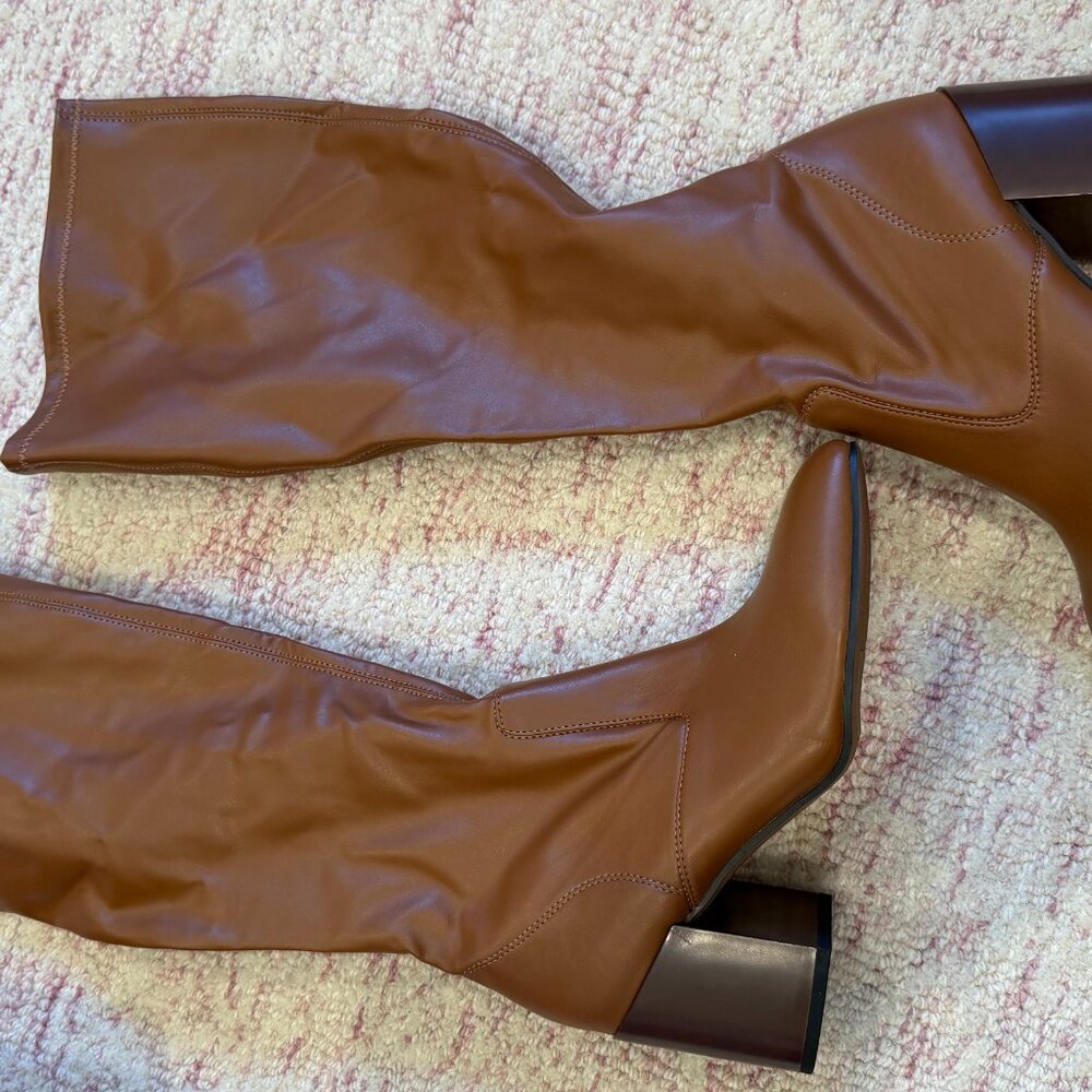 Faux Leather Brown Boots- Size 8.5